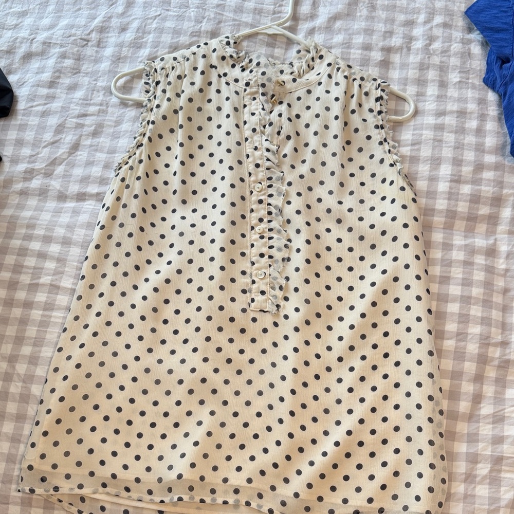 J. Crew Cream Polka Dot Sleeveless Blouse